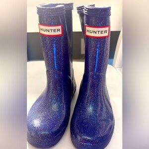Hunter Kids Blue Glitter Rain Boots